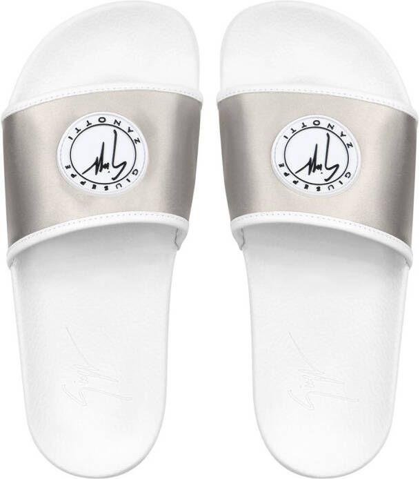 Giuseppe Zanotti Brett satijnen slippers Wit