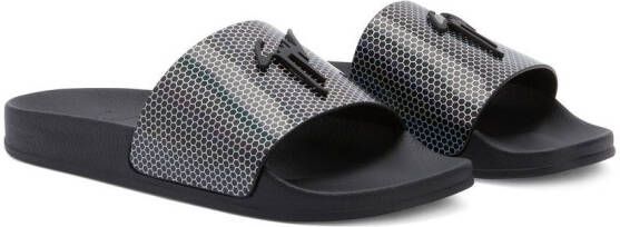 Giuseppe Zanotti Brett slippers met geometrische print Zwart