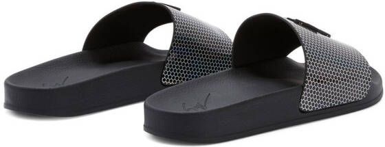 Giuseppe Zanotti Brett slippers met geometrische print Zwart