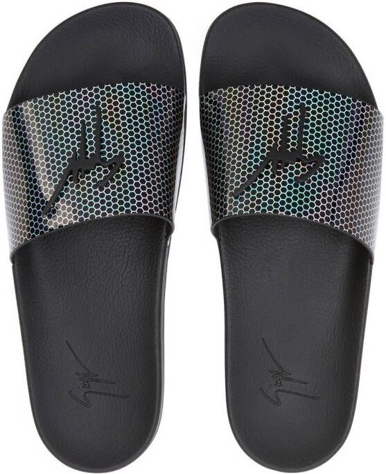 Giuseppe Zanotti Brett slippers met geometrische print Zwart