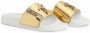 Giuseppe Zanotti Brett slippers met logo Goud - Thumbnail 2