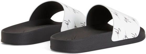 Giuseppe Zanotti Brett slippers met logo Wit