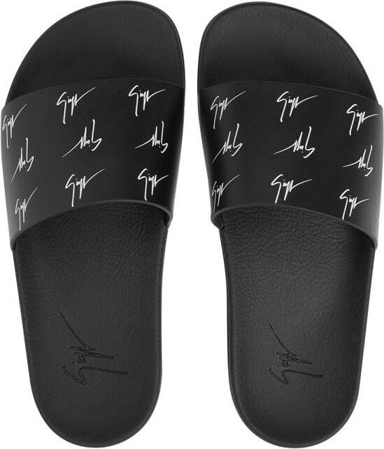 Giuseppe Zanotti Brett slippers met logoprint Zwart