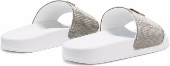 Giuseppe Zanotti Brett slippers met metallic afwerking Zilver