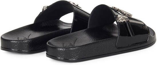 Giuseppe Zanotti Brett slippers met rits Zwart