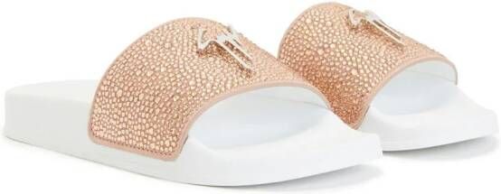 Giuseppe Zanotti Brett verfraaide slippers Roze