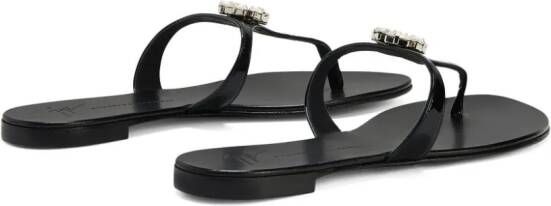 Giuseppe Zanotti Brionne leren sandalen met kristallen Zwart