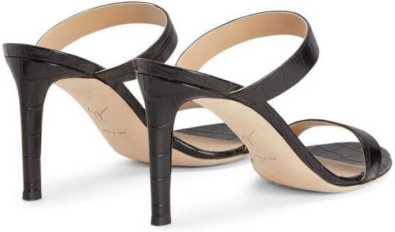 Giuseppe Zanotti Calista sandalen met krokodilleneffect Zwart