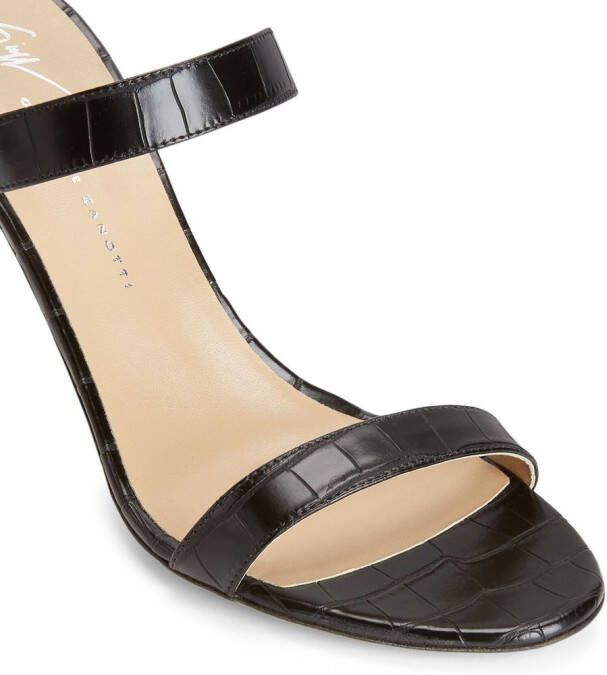 Giuseppe Zanotti Calista sandalen met krokodilleneffect Zwart