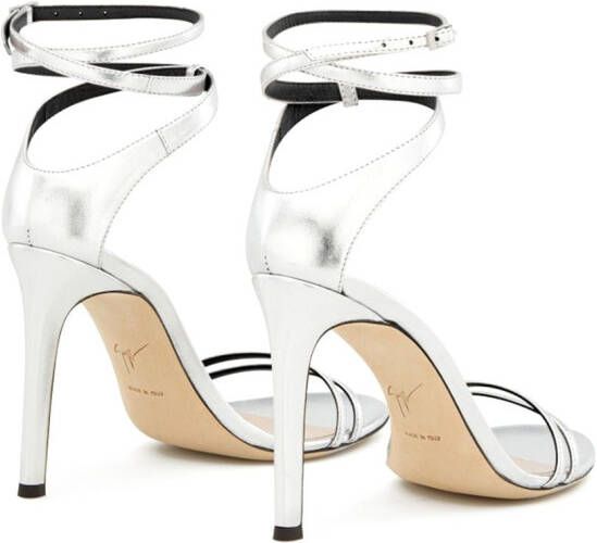 Giuseppe Zanotti Catia leren sandalen Zilver