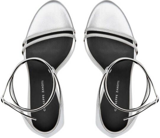 Giuseppe Zanotti Catia leren sandalen Zilver