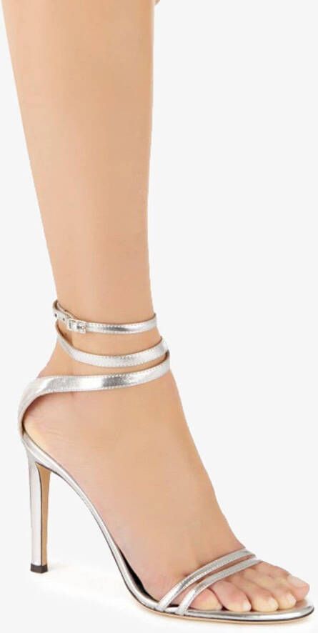 Giuseppe Zanotti Catia leren sandalen Zilver