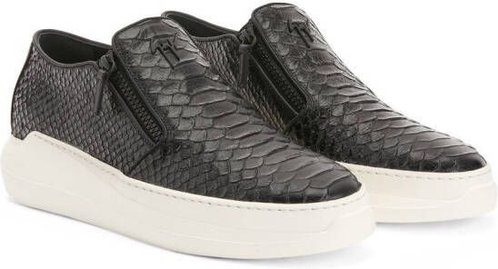 Giuseppe Zanotti Conley loafers met slangenprint Zwart