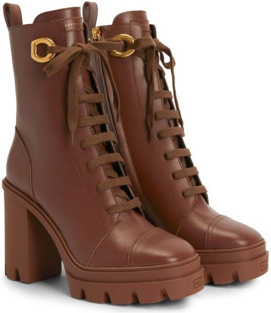 Giuseppe Zanotti Cubalibre leren enkellaarzen Bruin