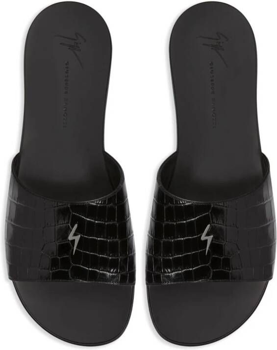 Giuseppe Zanotti Darrin Flash slippers met logoplakkaat Zwart