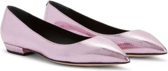 Giuseppe Zanotti Dhalia ballerina's met slangenleer-effect Roze