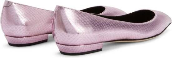 Giuseppe Zanotti Dhalia ballerina's met slangenleer-effect Roze