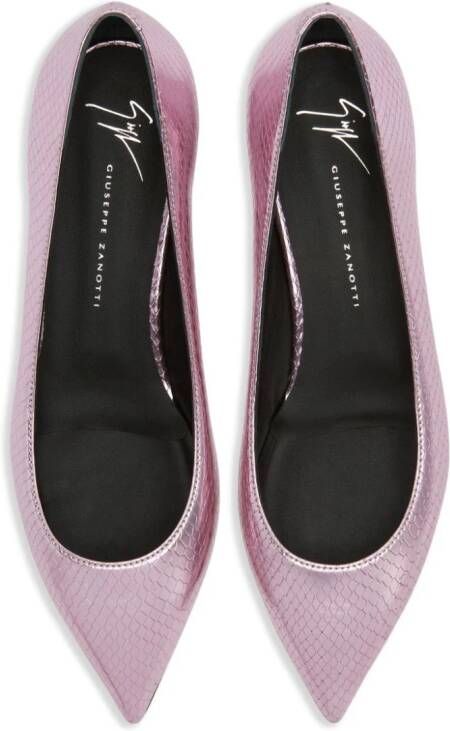 Giuseppe Zanotti Dhalia ballerina's met slangenleer-effect Roze