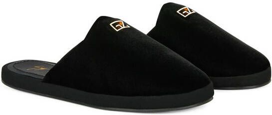 Giuseppe Zanotti Domitille fluwelen slippers Zwart