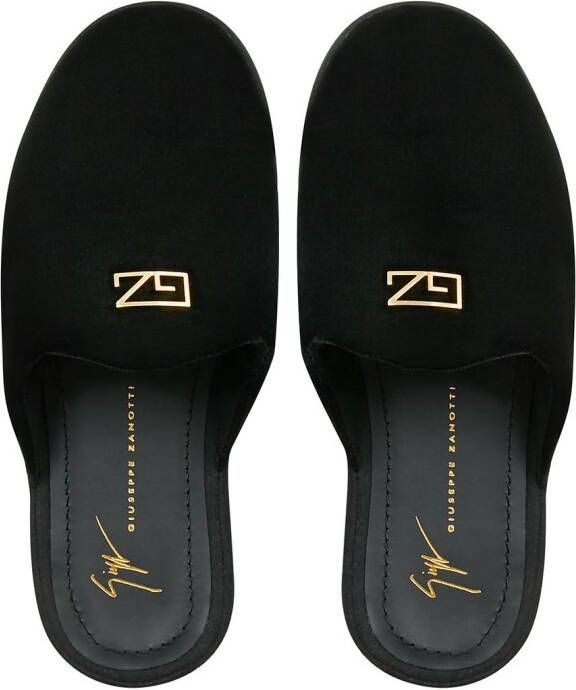 Giuseppe Zanotti Domitille fluwelen slippers Zwart