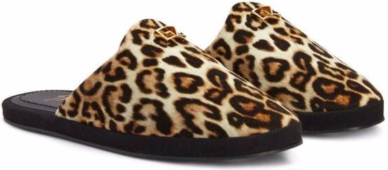 Giuseppe Zanotti Domitille slippers met luipaardprint Bruin