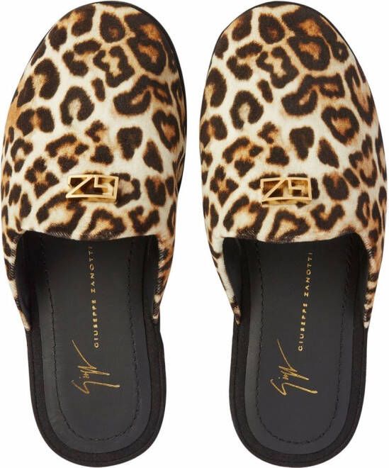 Giuseppe Zanotti Domitille slippers met luipaardprint Bruin