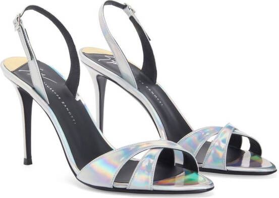 Giuseppe Zanotti Dorotee 90mm iriserende sandalen Zilver