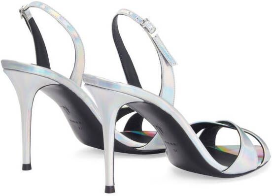 Giuseppe Zanotti Dorotee 90mm iriserende sandalen Zilver