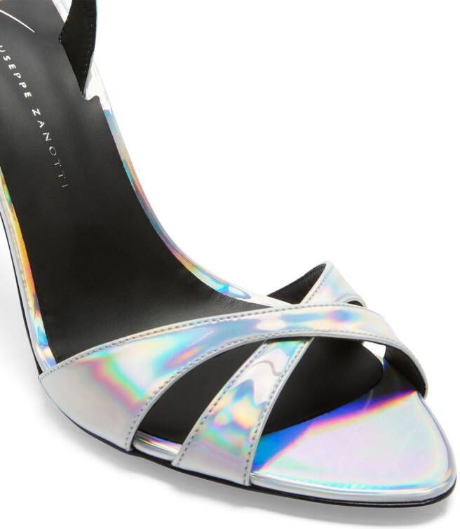 Giuseppe Zanotti Dorotee 90mm iriserende sandalen Zilver