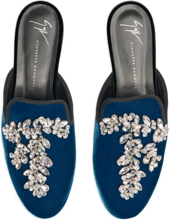 Giuseppe Zanotti Elsa fluwelen muiltjes Blauw