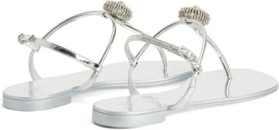 Giuseppe Zanotti Emmylou leren sandalen Zilver