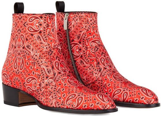 Giuseppe Zanotti Enkellaarzen met luipaardprint Rood