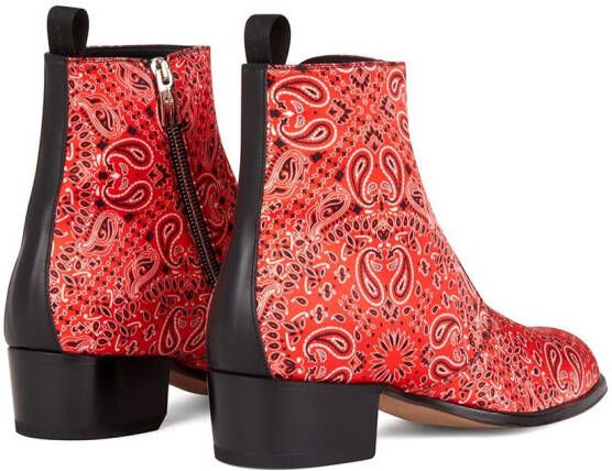 Giuseppe Zanotti Enkellaarzen met luipaardprint Rood