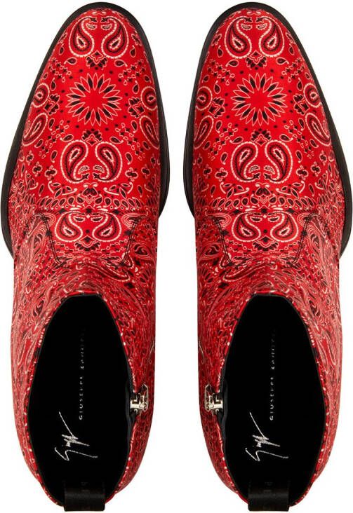 Giuseppe Zanotti Enkellaarzen met luipaardprint Rood