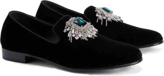 Giuseppe Zanotti Euphemie fluwelen loafers Zwart