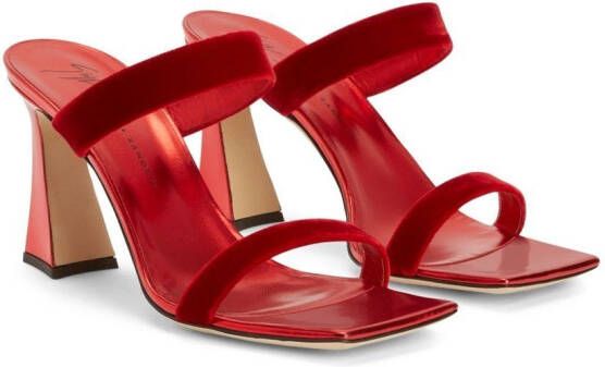 Giuseppe Zanotti Flaminia fluwelen muiltjes Rood