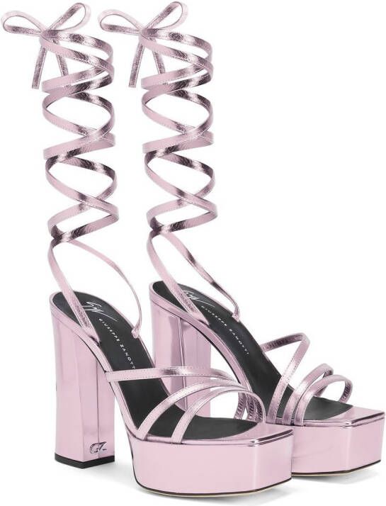 Giuseppe Zanotti Flavienne gelamineerde sandalen Roze