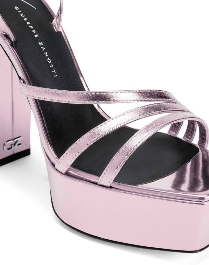 Giuseppe Zanotti Flavienne gelamineerde sandalen Roze