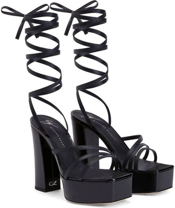Giuseppe Zanotti 120 mm Flavienne sandalen met plateauzool Zwart