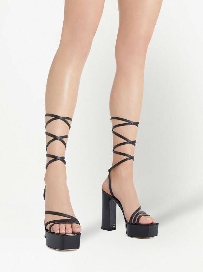 Giuseppe Zanotti Flavienne gelamineerde sandalen Zwart