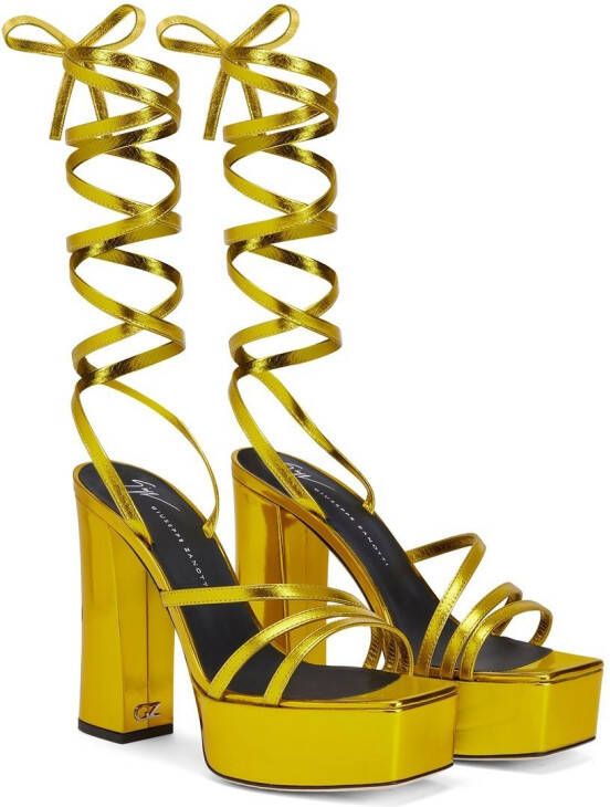 Giuseppe Zanotti 120 mm Flavienne sandalen met plateauzool Goud