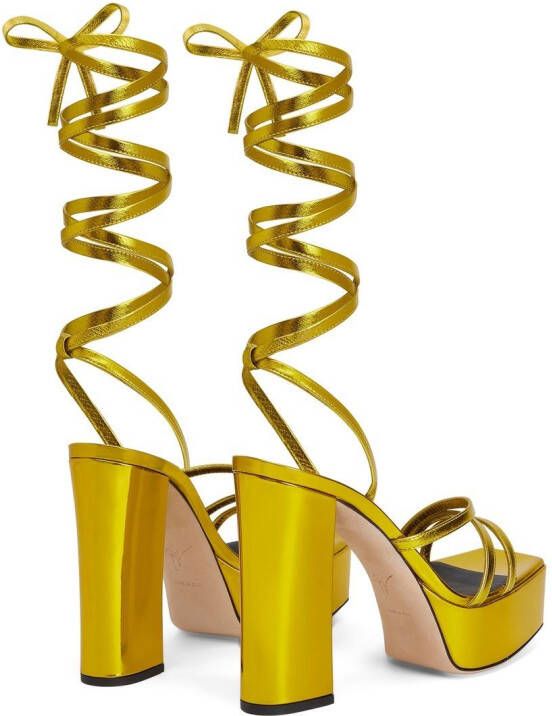 Giuseppe Zanotti 120 mm Flavienne sandalen met plateauzool Goud