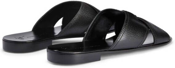 Giuseppe Zanotti Flavio leren sandalen Zwart