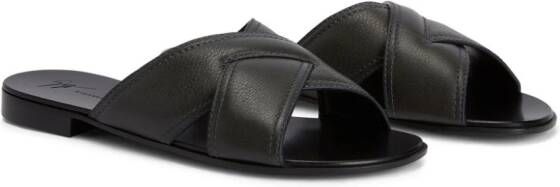 Giuseppe Zanotti Flavio leren slippers Grijs