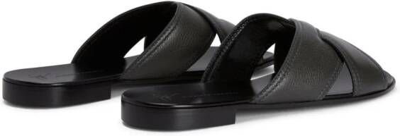 Giuseppe Zanotti Flavio leren slippers Grijs