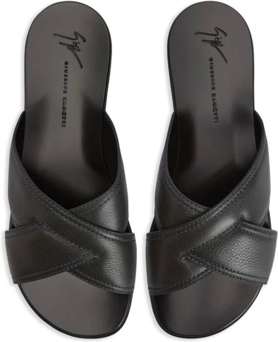 Giuseppe Zanotti Flavio leren slippers Grijs