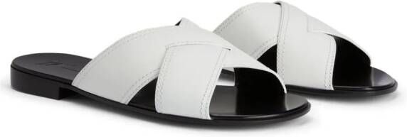 Giuseppe Zanotti Flavio leren slippers Wit