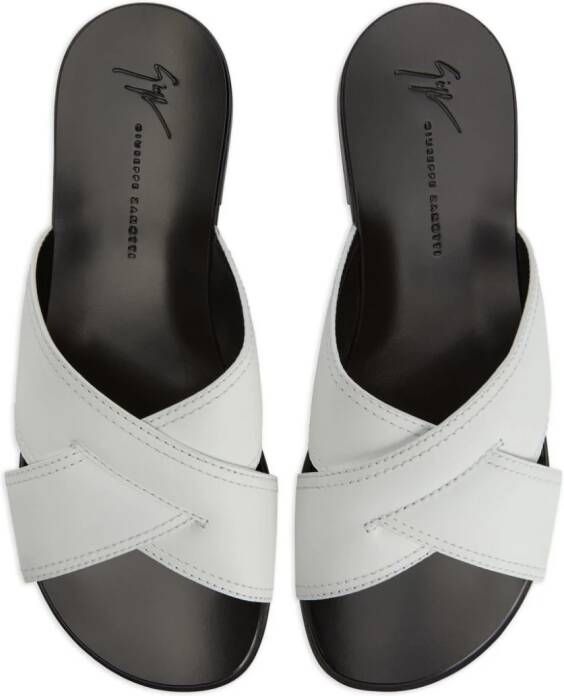 Giuseppe Zanotti Flavio leren slippers Wit