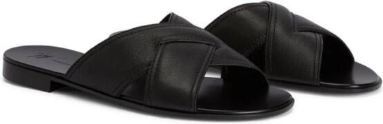 Giuseppe Zanotti Flavio leren slippers Zwart