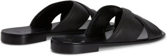 Giuseppe Zanotti Flavio leren slippers Zwart